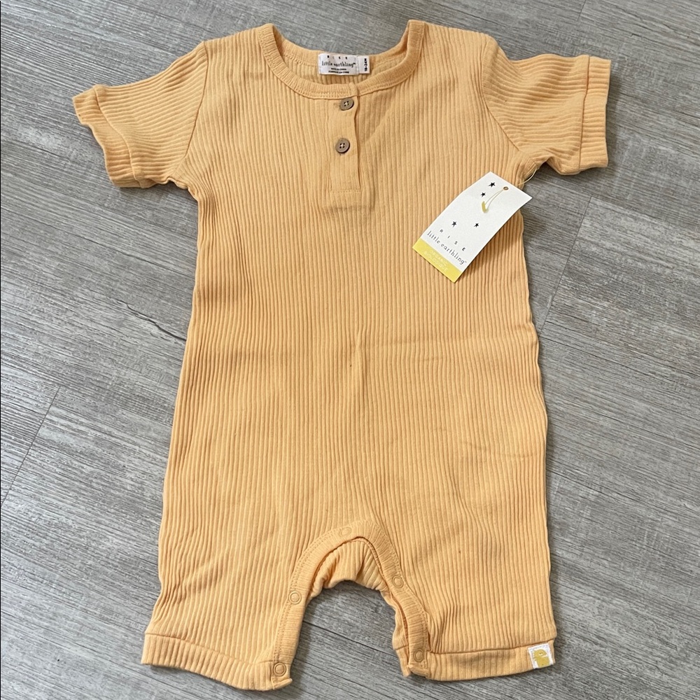 Little Earth Peach Ribbed Baby Romper